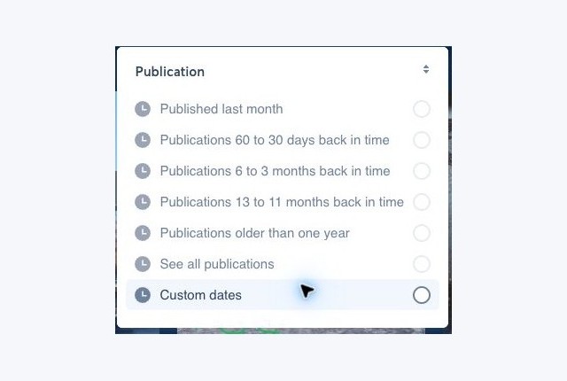 Nonli publication-period filter with several time windows suitable for evergreen content