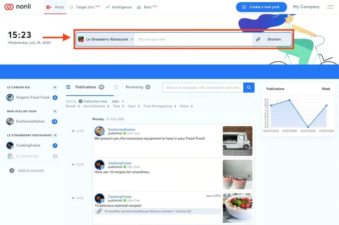 What is the blue "shorten your links" bar for?