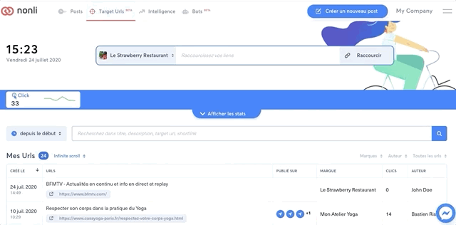 À quoi sert la barre de recherche dans Target Urls?