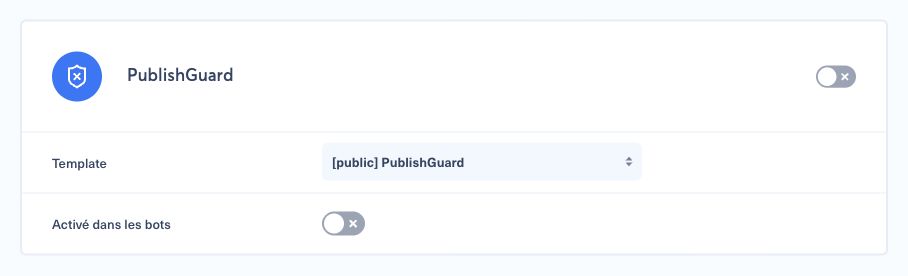 Publish Guard brand settings with the template and bot activation controls