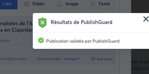 Validated result from the manual PublishGuard check