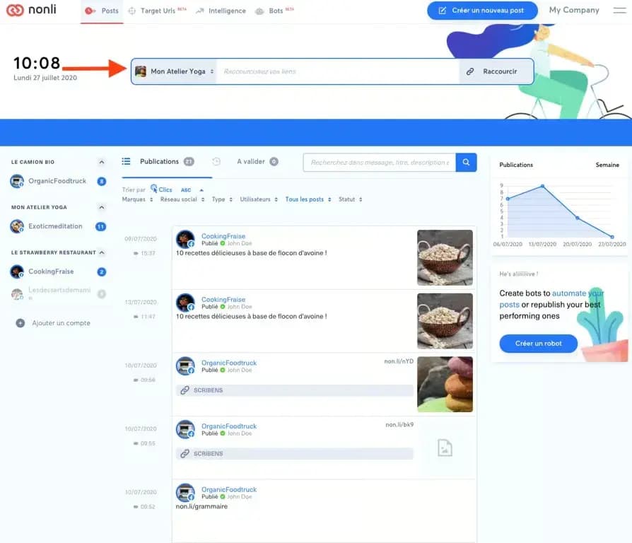 À quoi sert la barre bleue "raccourcissez vos liens" ?