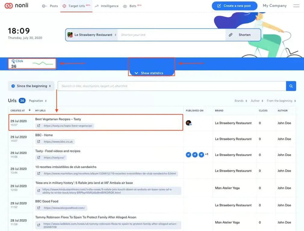 How can I see performance statistics of my clicks?